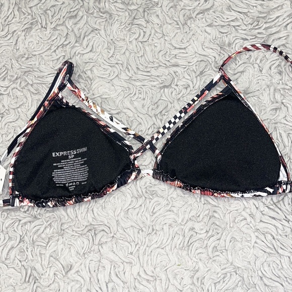 Express Bikini Swimsuit Black Print Triangle S Small New - Picture 4 of 6